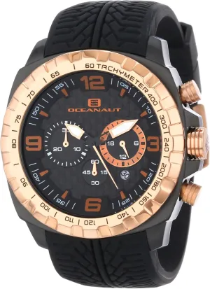 Steel Watch with Black Silicone Band Oceanaut Men's OC1121 Racer Black and encase emotional catch port Gold-Tone Stainless 