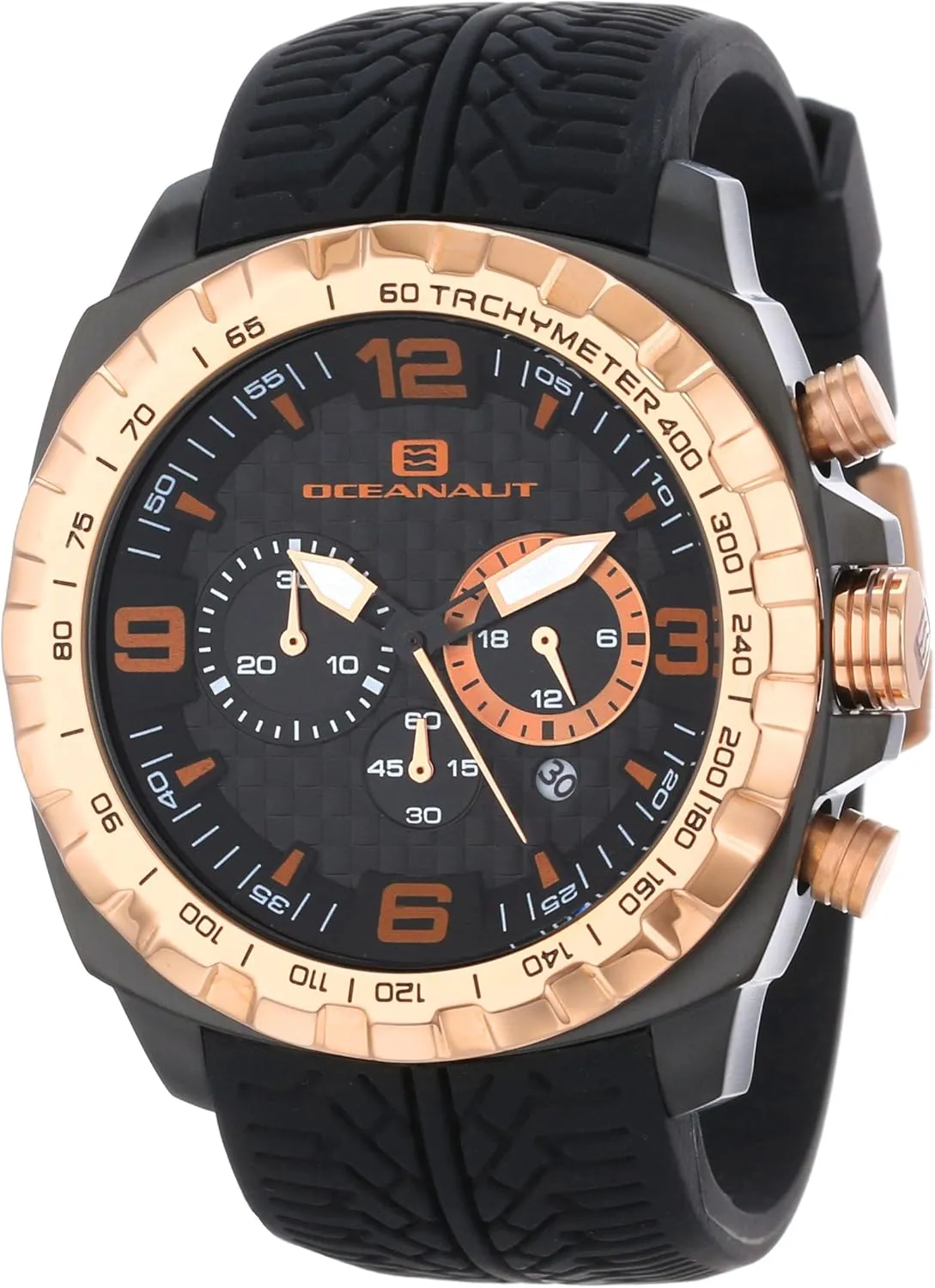 Steel Watch with Black Silicone Band Oceanaut Men's OC1121 Racer Black and encase emotional catch port Gold-Tone Stainless 
