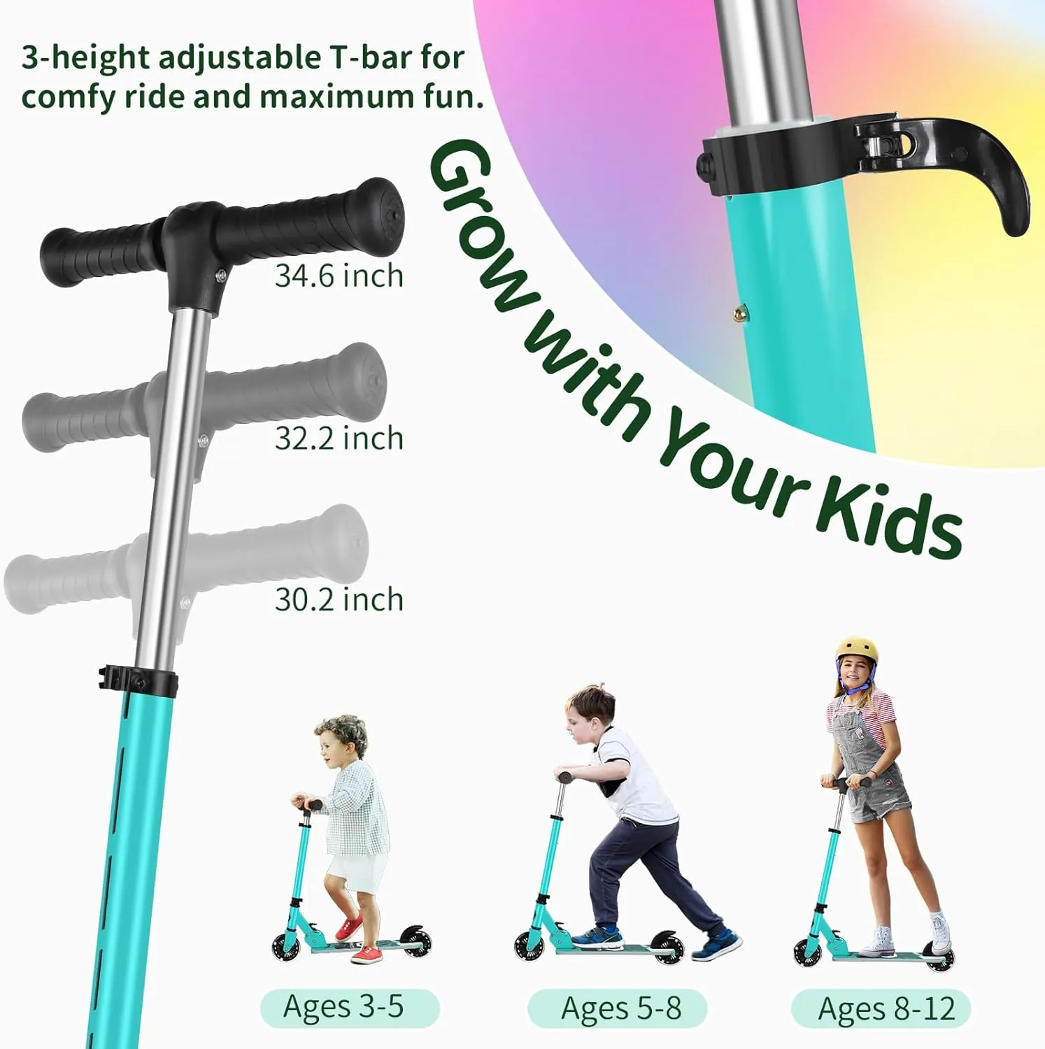 Stem & Deck$ 2 Wheel Folding Scooter for Girls purposefully housewares Boys$ 3 Adjustable Height$ Non-Slip Pattern Deck$ Lightweight Kick Scooter for Children Ages 3-12 BELEEV V2 Scooters for Kids with Light-Up Wheels & 