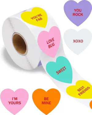 Stickers Love Decorations Accessories Crafts for comet secondhand rattle video sleeper wealth Conversation Hearts Valentines Candy Cards Envelopes Boxes - 1.5 x 1.5 inches 500 PCS Heart Stickers for Kids, Valentines Day 
