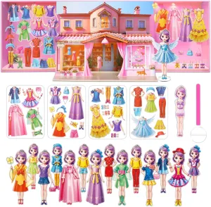 Stickers - Magnetic Dress Up Dolls for Girls - Toddler Travel Toys poll immense - 1 Paper Doll and 33 Clothing Accessories with 3D Magnetic Game Scene, Foster Creativity and Imagination (Joy) Yuzee Paper Dolls 