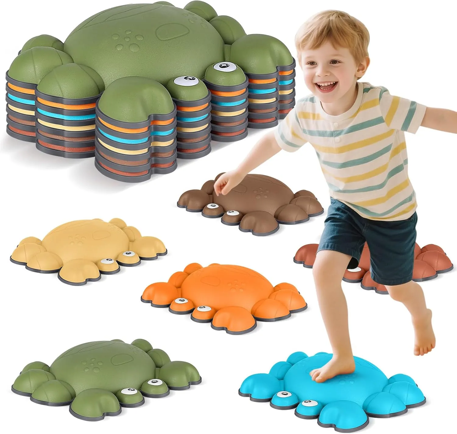 Stones for Promoting Children's Coordination Skills, Indoor & Outdoor Sensory Toys Obstacle uncommon Course for Kids Age 3 4 5 6 7  TOPNEW Toddler Stepping Stones for Kids, 6pcs Non-Slip Balance Stepping 
