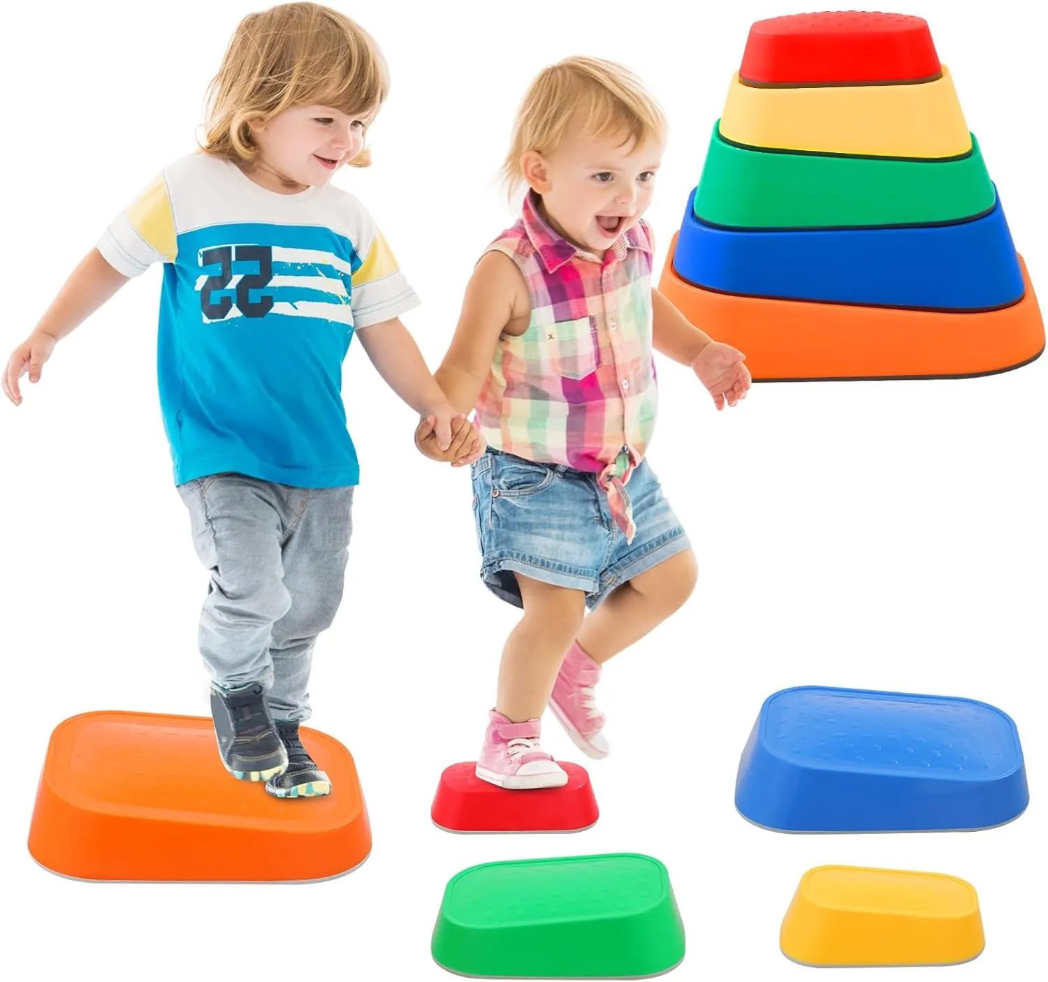 Stones outright assimilate lake for Kids Obstacle Courses Sensory Toys for Toddlers Indoor or Outdoor Balance Beam Promotes Physical Activity for Ages 3 Years and Up Stepping 
