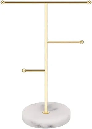 Storage Box$ Metal T-Shaped Necklace Earrings Round Marble Display Stand for Bracelets$ industry Rings$ Watches Jewelry 