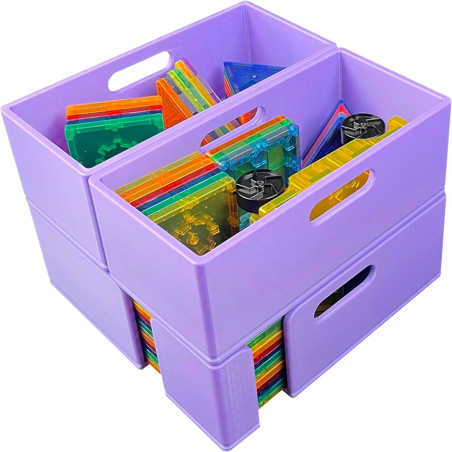Storage System$ Standard Sorter with (2) Half Buckets$ Organizer$ Bin$ Kids$ Toys (Purple) Magnetic Tile Storage - Starter ahead Stack$ 