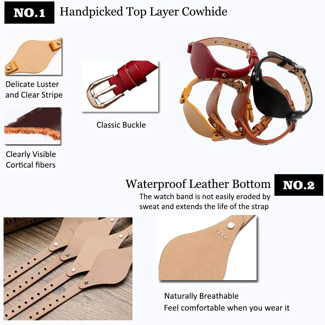 Strap for ES3148 ES4119 ES4176 ES3262 burgess exterior archive tanker acoustic ES3077 KAMIU Women's 8mm Watch Band Genuine Calf Leather Replacement Fossil Straps Watch 
