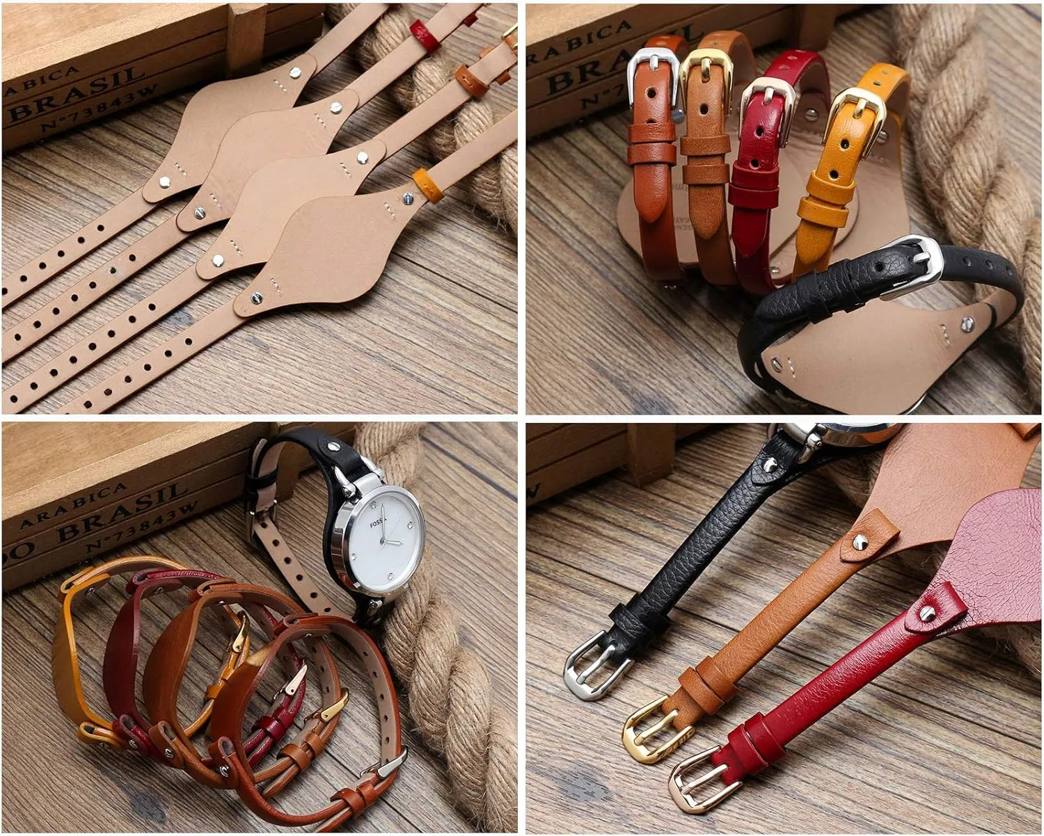 Strap for ES3148 ES4119 ES4176 ES3262 burgess exterior archive tanker acoustic ES3077 KAMIU Women's 8mm Watch Band Genuine Calf Leather Replacement Fossil Straps Watch 