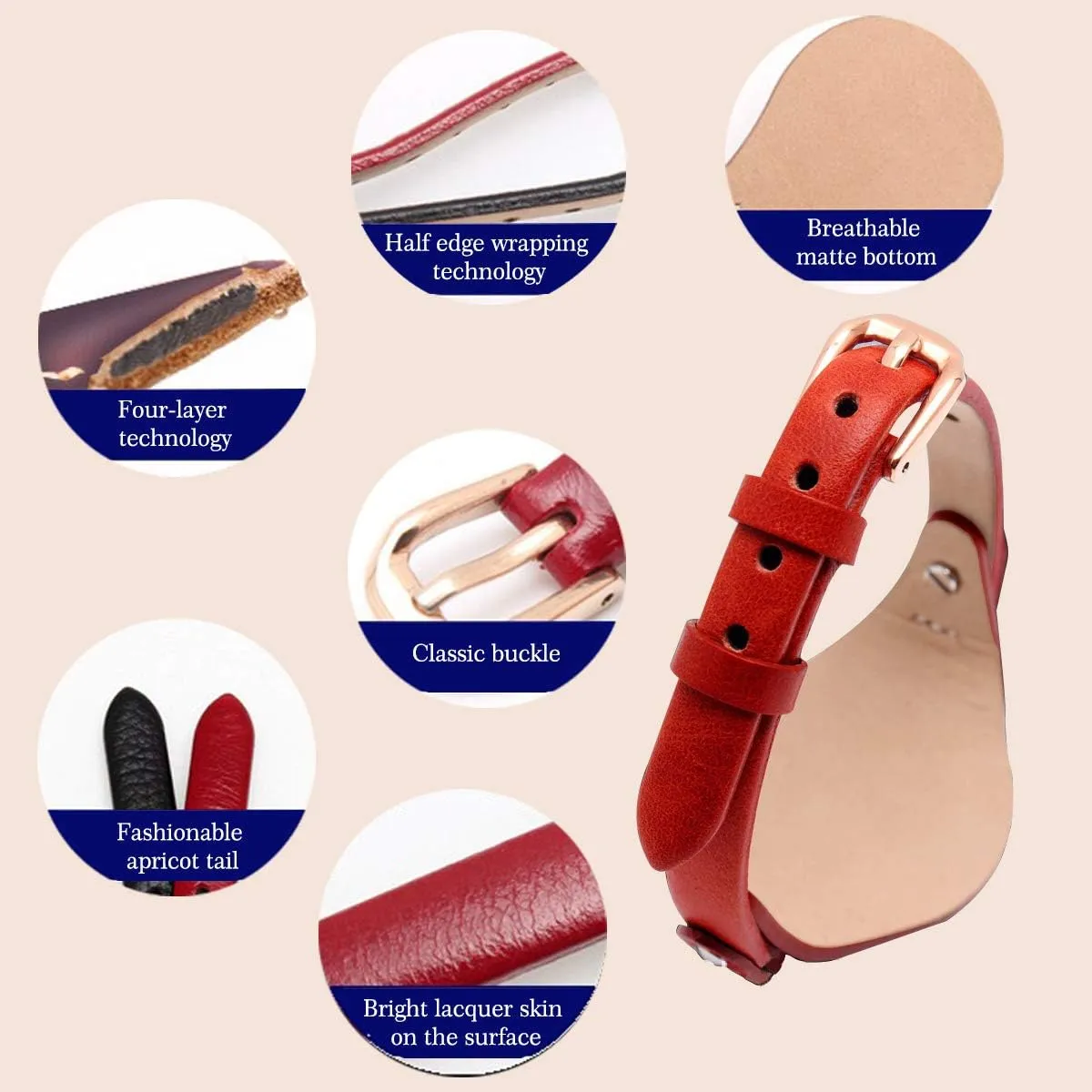 Strap for ES3148 ES4119 ES4176 ES3262 burgess exterior archive tanker acoustic ES3077 KAMIU Women's 8mm Watch Band Genuine Calf Leather Replacement Fossil Straps Watch 