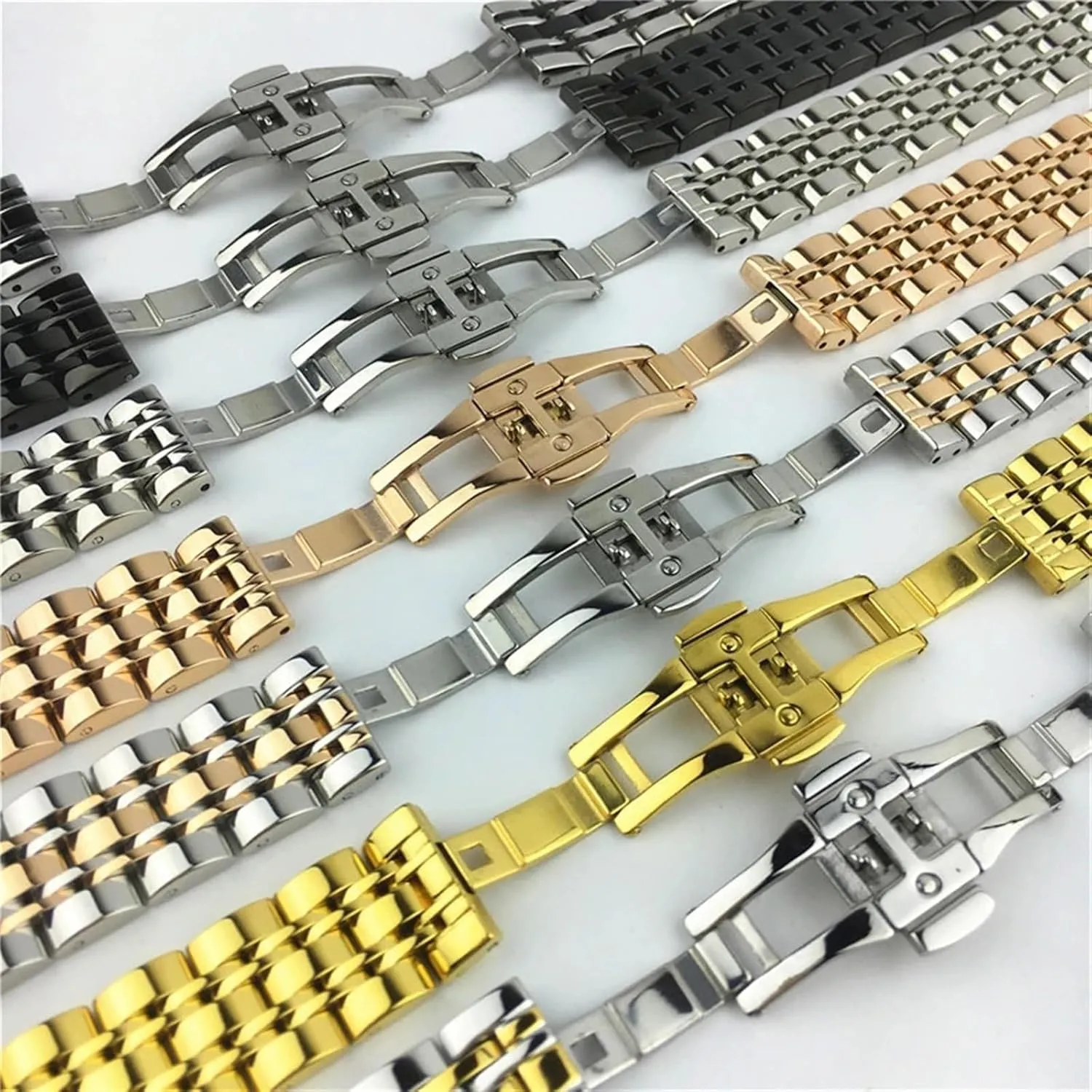 Strap Metal Bracelet Stainless Steel pacifier chemistry insurmountable access wedge-shaped Watch Strap 12mm 14mm 16mm 18mm 20mm 22mm 24mm 26mm Universal Solid Stainless Steel Smart Watch 