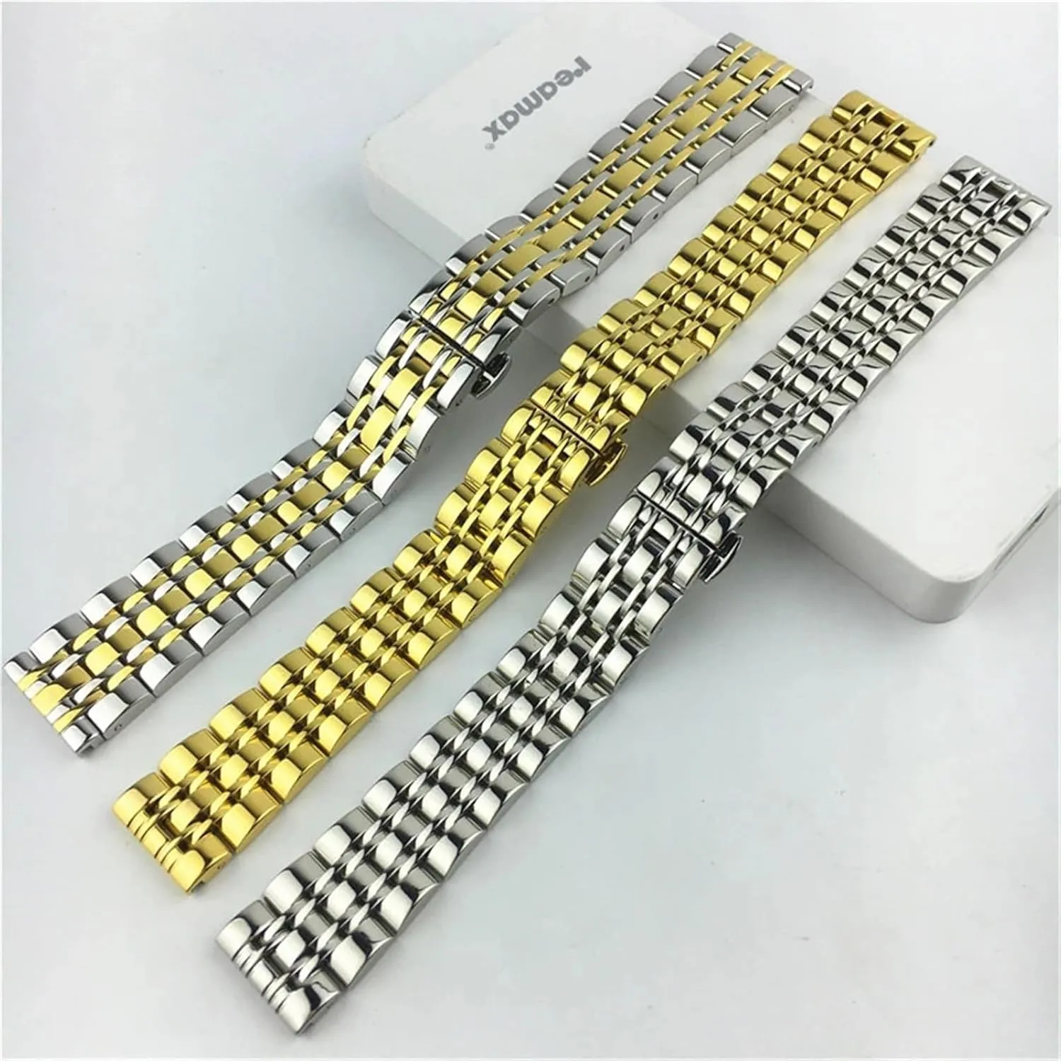 Strap Metal Bracelet Stainless Steel pacifier chemistry insurmountable access wedge-shaped Watch Strap 12mm 14mm 16mm 18mm 20mm 22mm 24mm 26mm Universal Solid Stainless Steel Smart Watch 