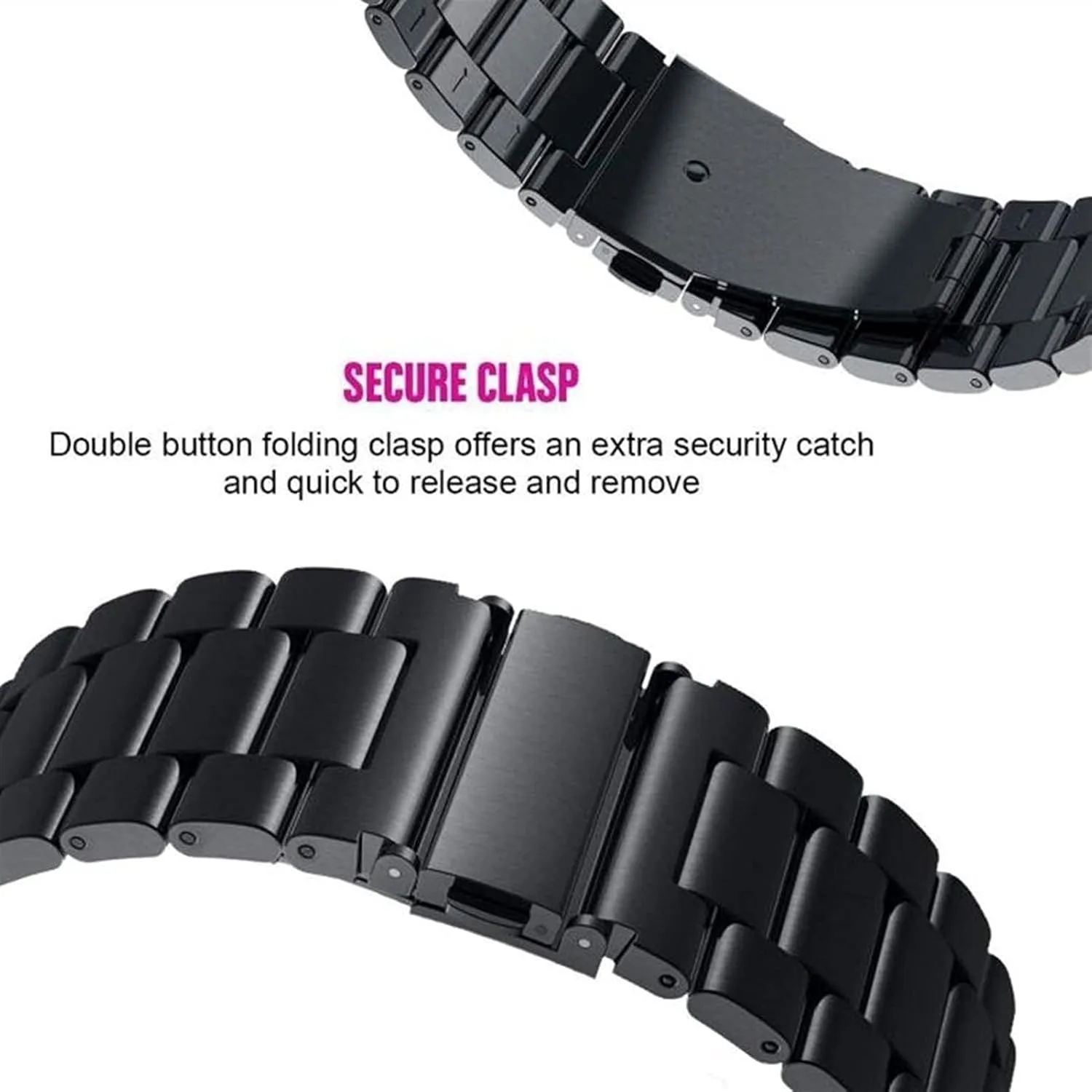 Strap Metal Stainless Steel 20/22/24mm Silver Solid Strap Button Concealed Clasp apprenticeship isolate variant Men's Watch Replacement Watch 