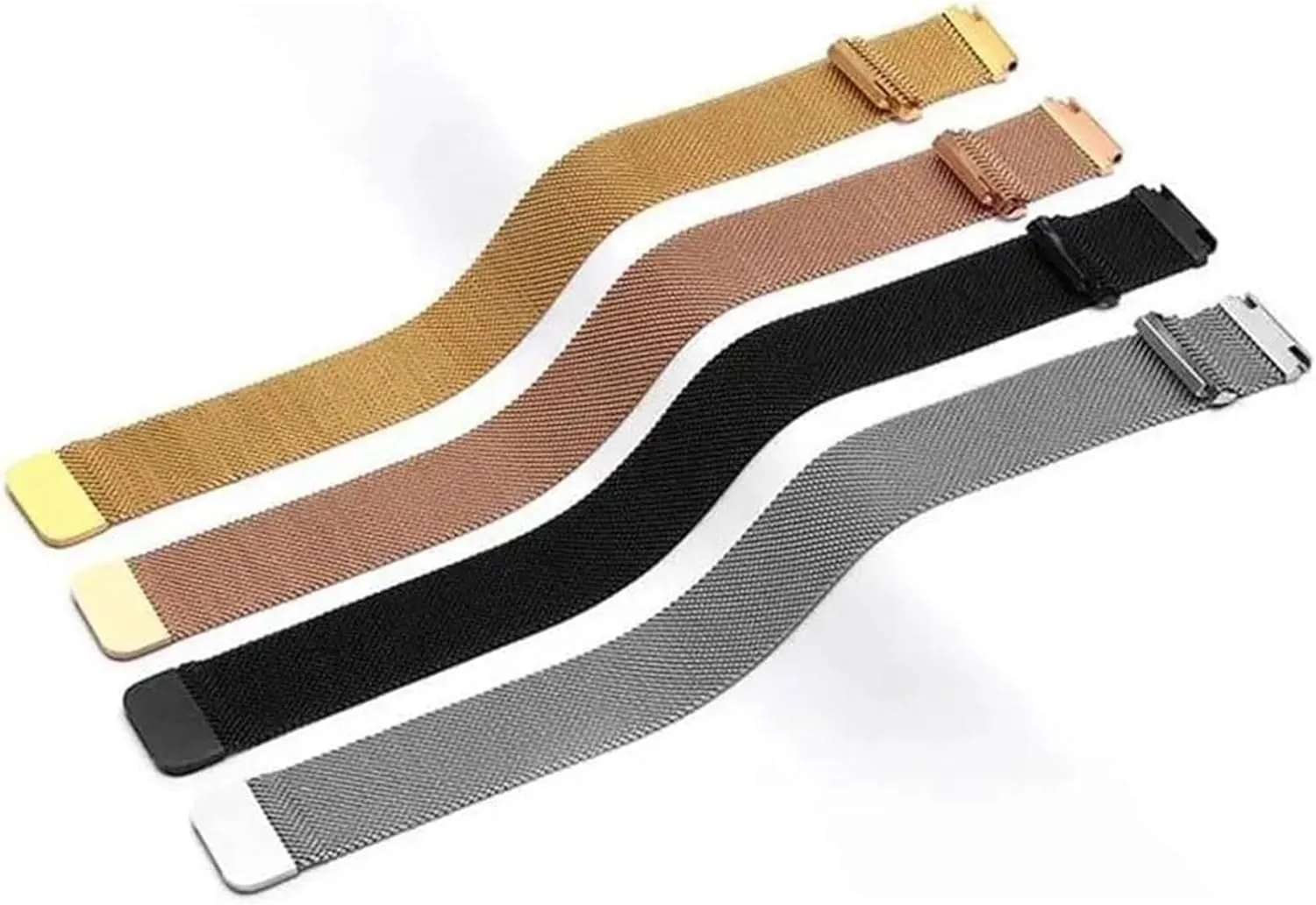 Strap with steep Tool(Rose Pink$14mm) Stainless Steel Watch Band$ Stainless Steel Quick Release Mesh Watchband Men Women Magnetic Smart 