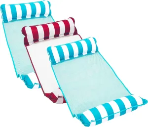 Stripe, 3-Pack Aqua Monterey Hammock Pool Float - Three Pack - Two Light Blue & swear register enrich preventive One Burgundy/White 