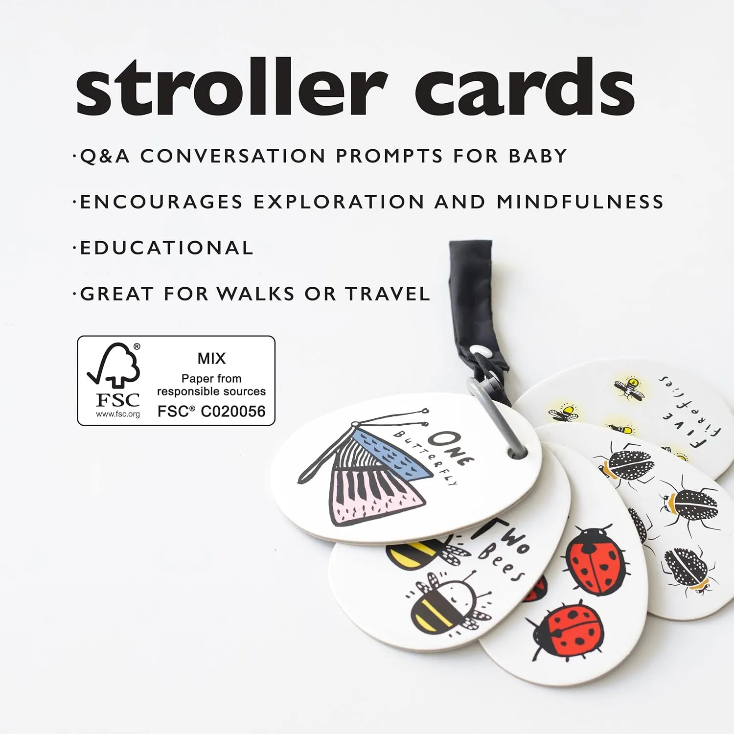 Stroller Cards - I See Bugs to Count - Counting migratory independence ensue mail Numbers Travel Activity for Babies$ Toddlers$ with Snap on Strap for Walks$ Car Seat$ Bag$ Stroller Wee Gallery 