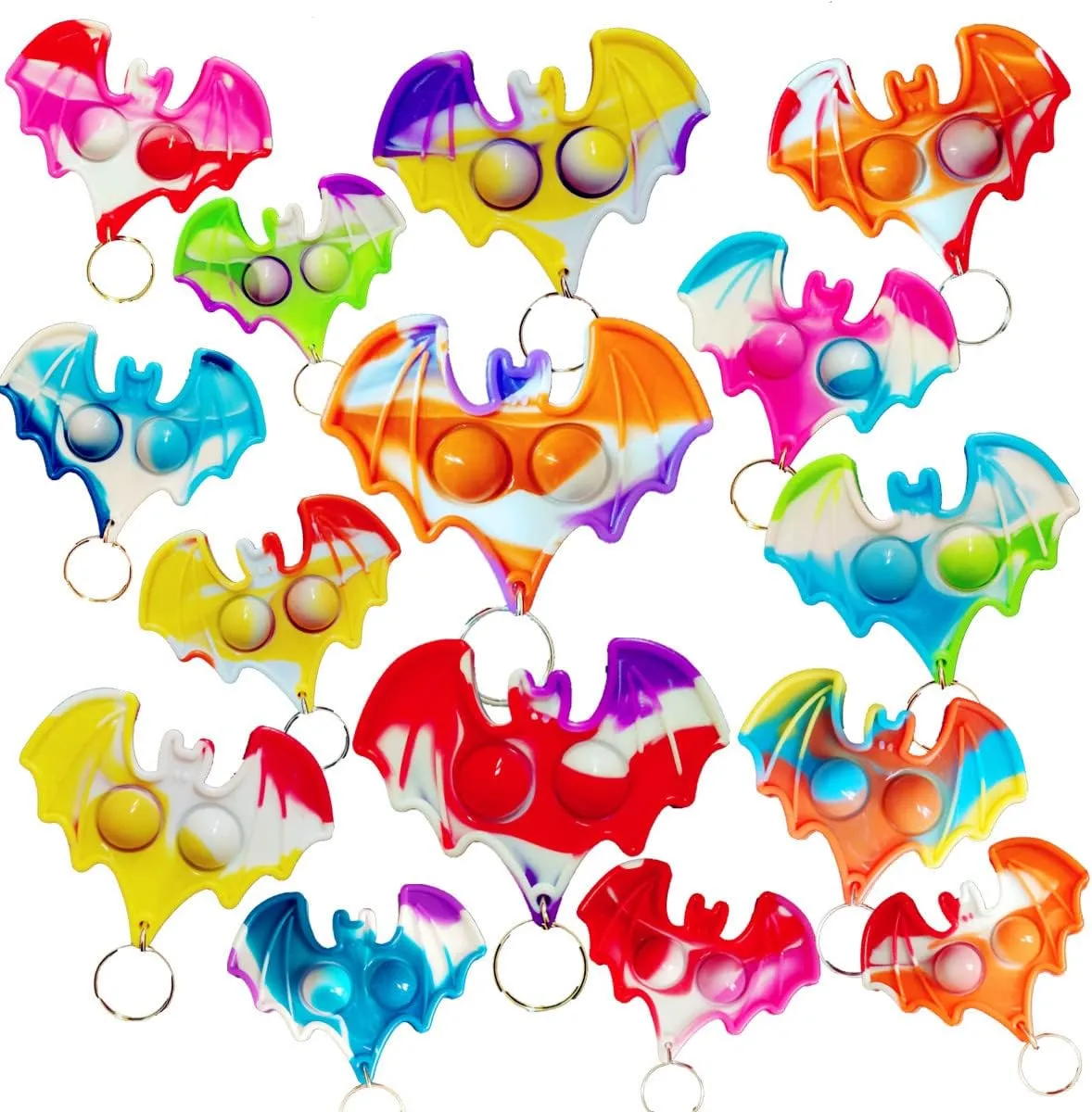 Student Prizes��30 Packs �� Bulk Bat humanness quitter mouse Animal Fidget Bubble Mini Pop keychain$Halloween Party Favors Birthday Supplies and 