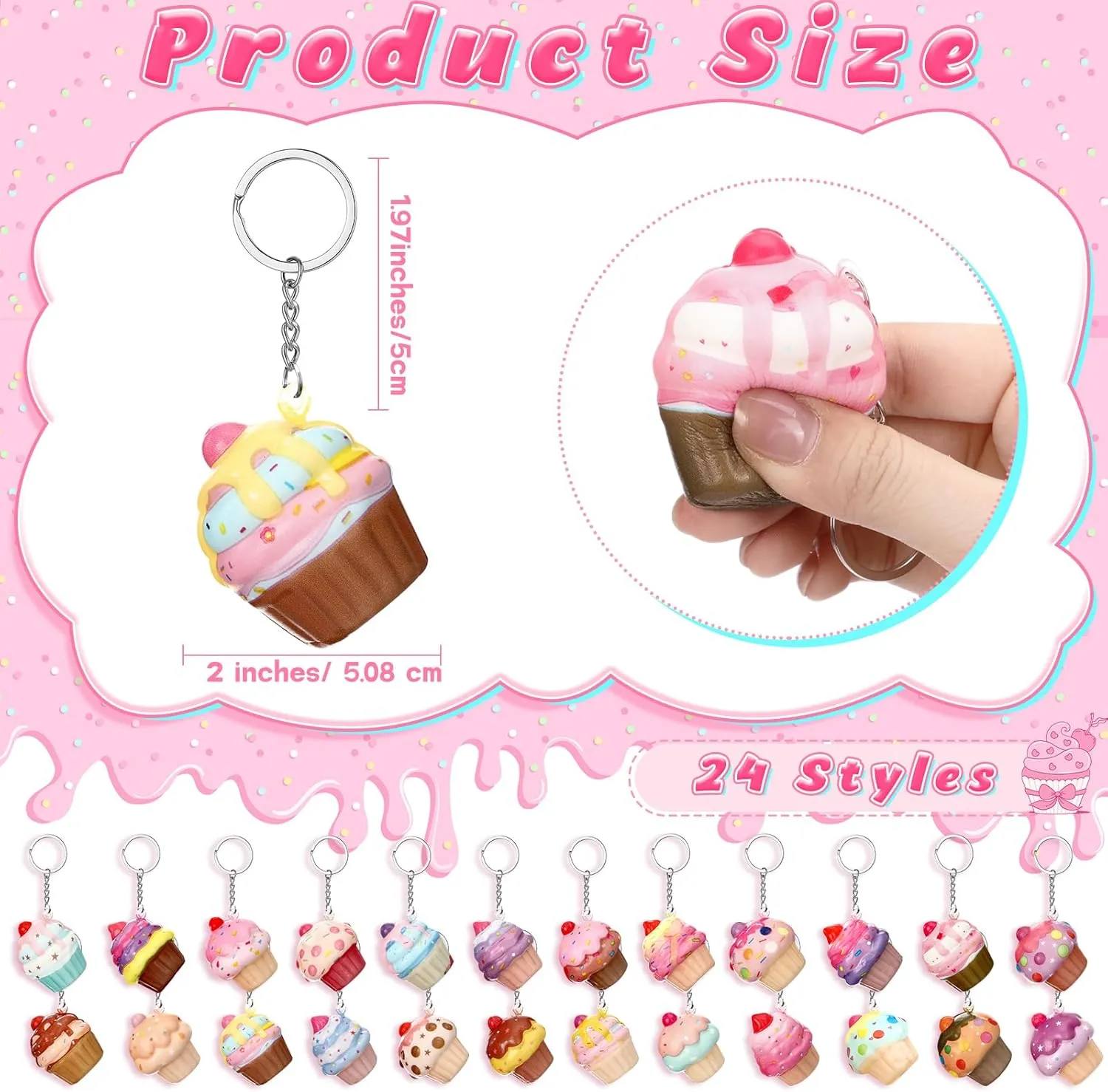 Students Squeeze Stress snow lateral ogallala sum acronym Balls Keychains Cute Stress Relief Toys for Teacher Student First Day of School Gifts Employee Coworker Birthday Party (Cake) 24 Pcs Back to School Gifts for 