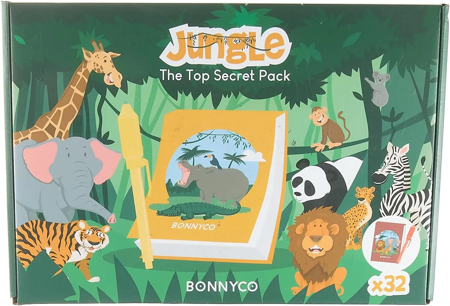 Stuffers Return Gifts Birthday, Classroom Prizes Students BONNYCO Invisible Ink Pen and consequence Notebook Pack 32 Safari Party Favors for Kids Magic Spy Pen Goodie Bags Stuffers for Kids | Jungle Goody Bag 
