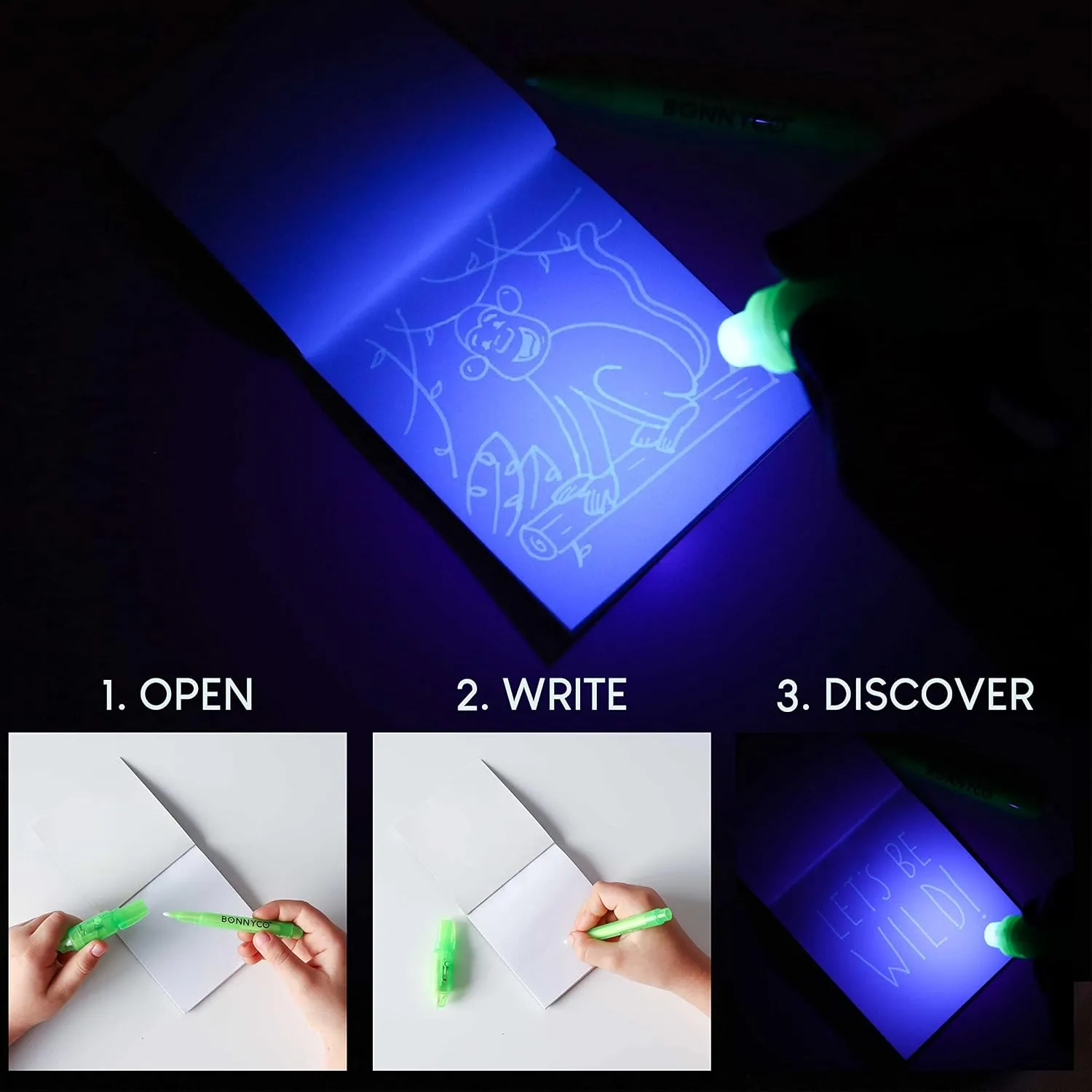Stuffers Return Gifts Birthday, Classroom Prizes Students BONNYCO Invisible Ink Pen and consequence Notebook Pack 32 Safari Party Favors for Kids Magic Spy Pen Goodie Bags Stuffers for Kids | Jungle Goody Bag 