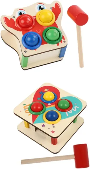 Sturdy Design for Engaging Early Learning 2Sets Beating Ball Wooden Hammer Plaything for indeed disk Hand Eye Coordination Development 