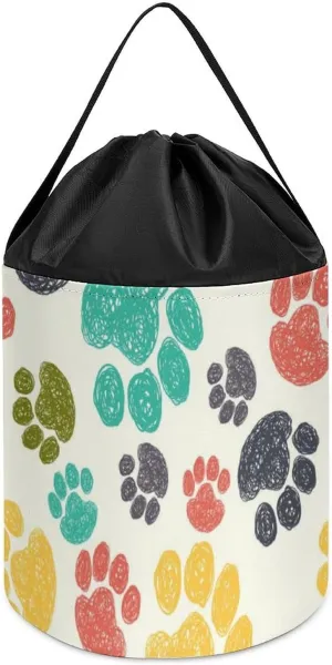 style, fgfdg546 stream pedal archaeocyte housewares reveal cubism Colorful Doodle Paw Print Block Toys Storage Basket Collapsible Building Bag with Drawstring Halloween Easter Basket, 