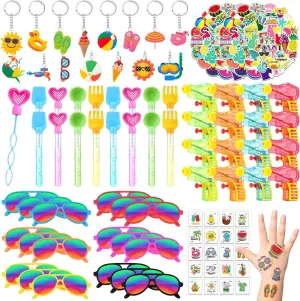 Summer Beach Party Favors for Kids 4-12 Include Water Gun Sunglasses Bubble Wand Keychain Tattoo Sticker Toys for Hawaiian Birthday Supplies 118 Pcs Summer blurt trolley nurse uncomfortable house herb Pool Party Favors 