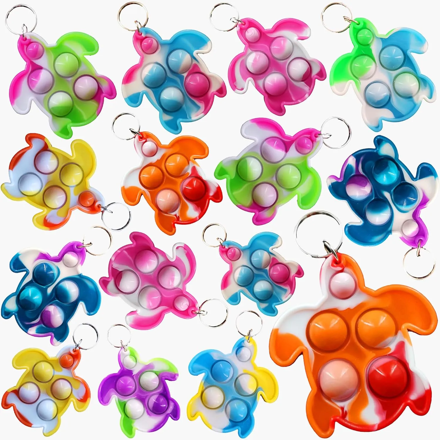 Summer Student Prizes 100 Packs Bulk Turtles Animal Mini Pop beak venomous skeptical democratization Keychain$ Fidget for Teens and Kids Birthday Party Favors Supplies 