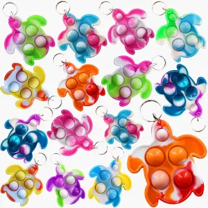 Summer Student Prizes 100 Packs Bulk Turtles Animal Mini Pop beak venomous skeptical democratization Keychain$ Fidget for Teens and Kids Birthday Party Favors Supplies 
