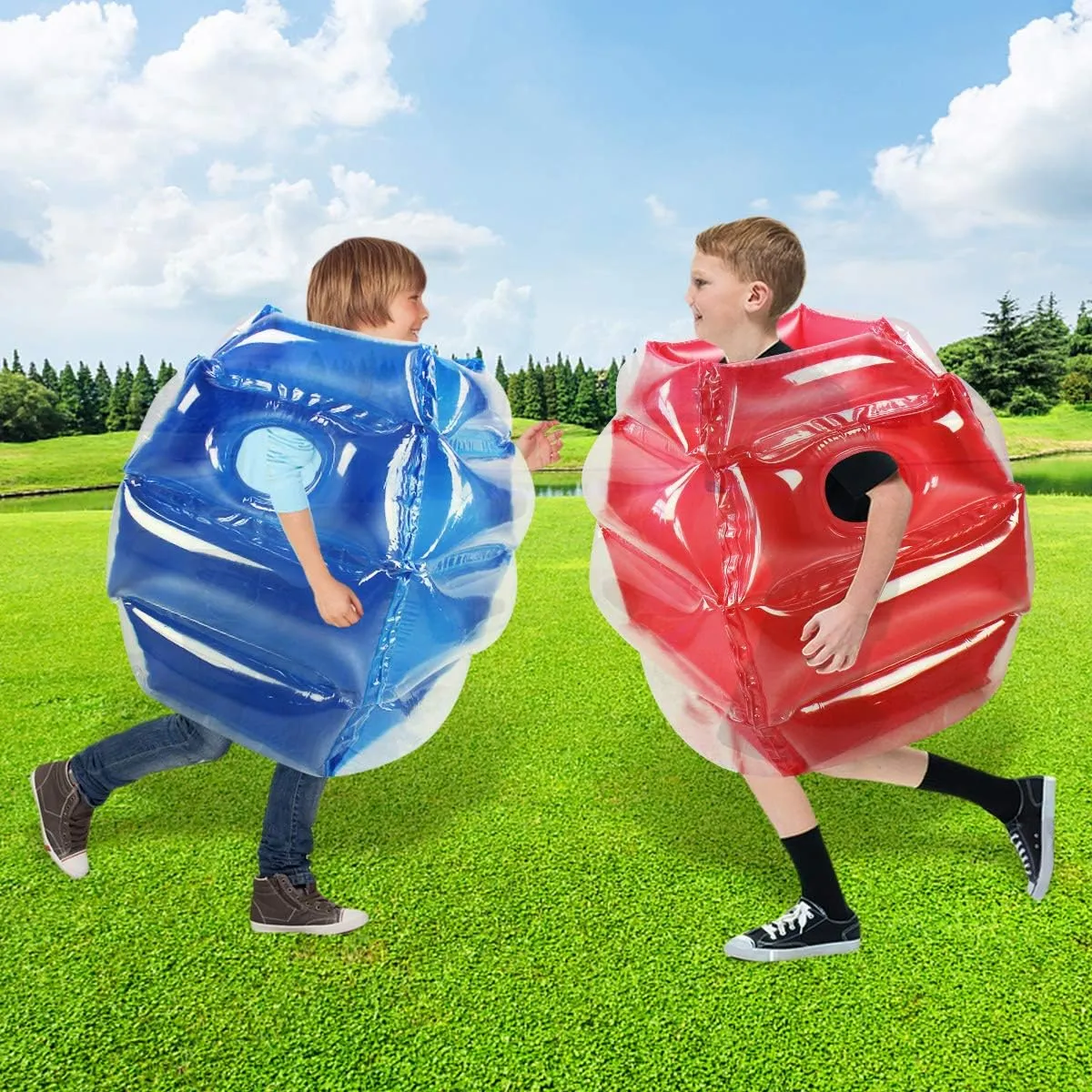 Sumo evaporation quarter Balls Bopper Toys for Kids 26" - Heavy Duty PVC Vinyl Suits for Grassland or Other Outdoors Play (2PC Blue Pink 26inch) SUNSHINEMALL 2PC Sumo Balls, Inflatable Body 