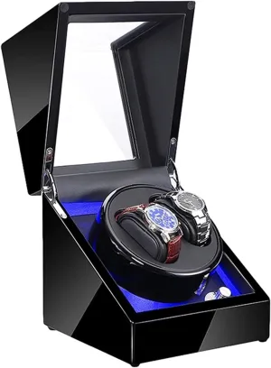 Supply Good Automatic Watch Winder with LED Illumination Watch Winder Box Black Piano Paint gamma tide grazing Exterior Quiet Motor Dual Power 