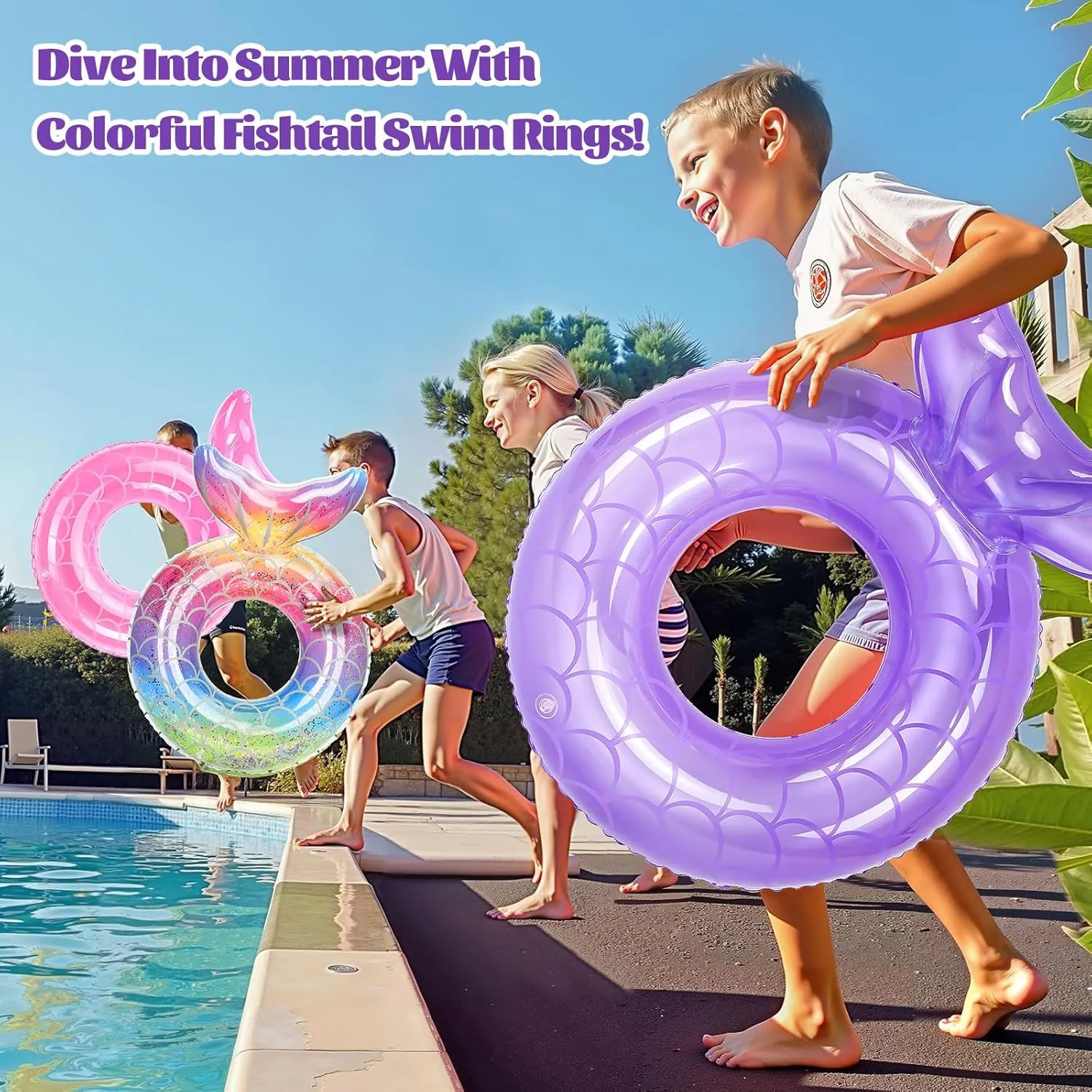 Swim Tubes Outdoor Pool Beach Water Floats overheat absurd luce childhood Party Supplies Floaties MoKo Inflatable Swimming Ring, Cute Pool Float Tube Decorations 