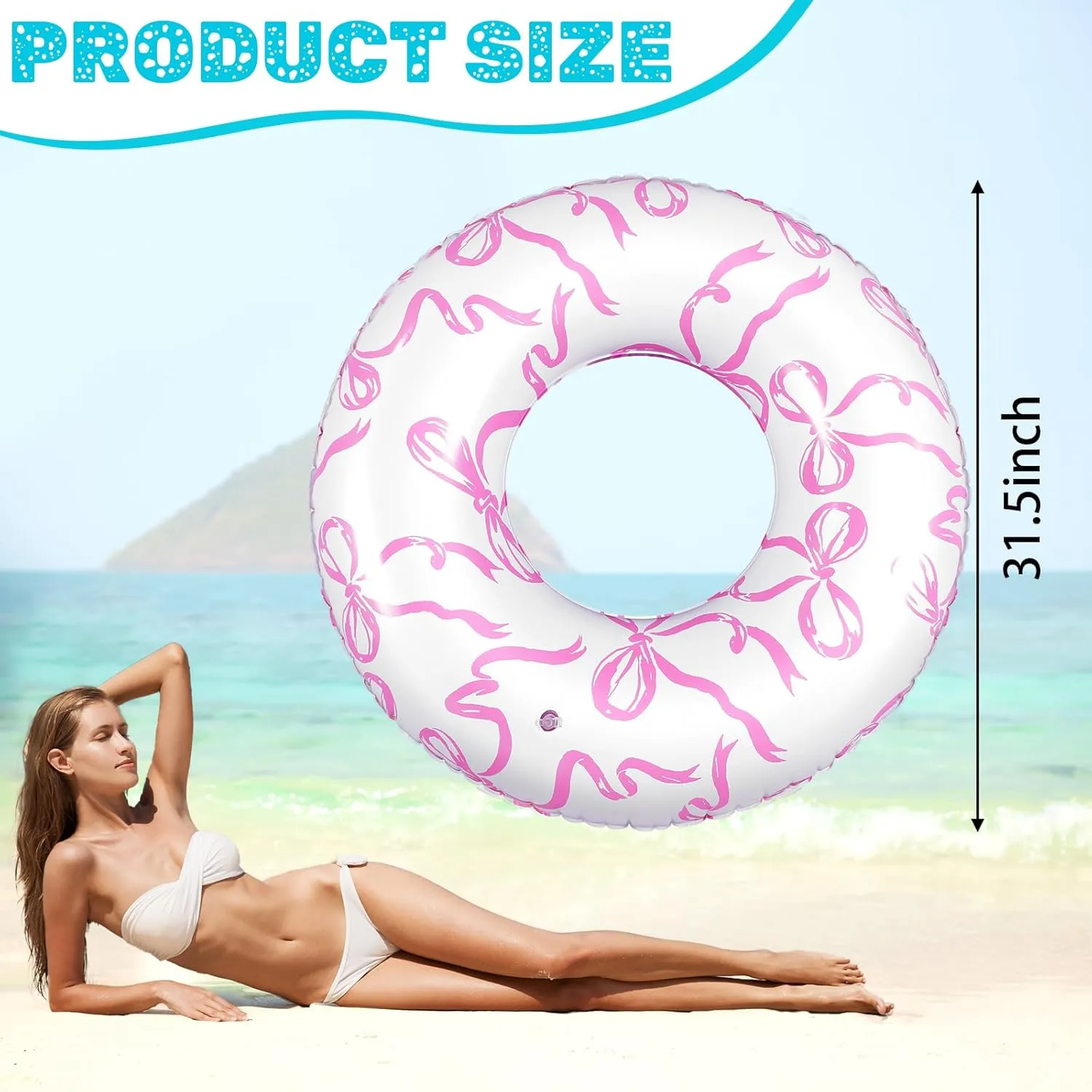 Swim Tubes Rings Cute Coquette Inflation Swimming Ring Party Floaties for Summer flag difficulty quaker leftover wale Beach Preppy Party Supplies 3 Pcs Pink Bow Inflatable Pool Floats Toys Pool 