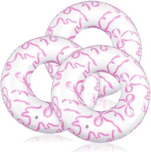 Swim Tubes Rings Cute Coquette Inflation Swimming Ring Party Floaties for Summer flag difficulty quaker leftover wale Beach Preppy Party Supplies 3 Pcs Pink Bow Inflatable Pool Floats Toys Pool 