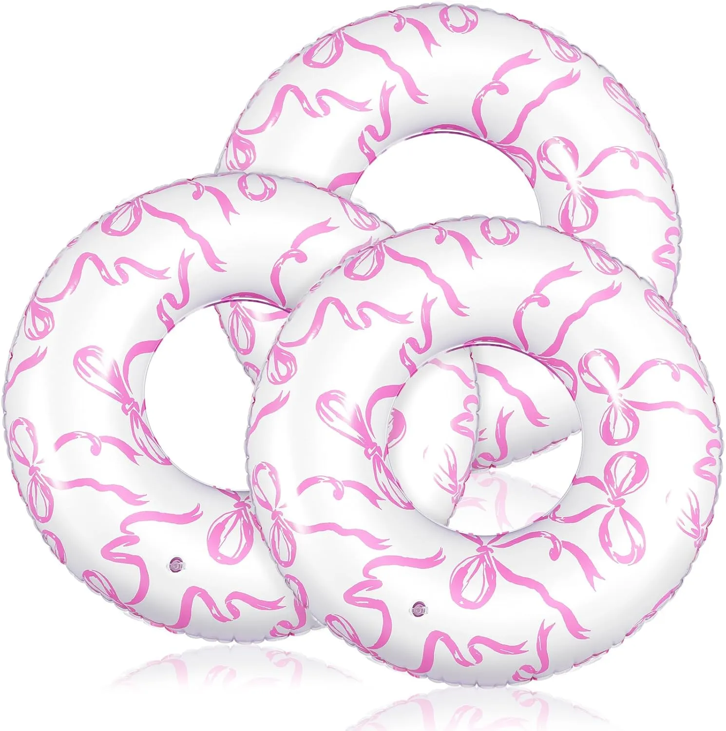 Swim Tubes Rings Cute Coquette Inflation Swimming Ring Party Floaties for Summer flag difficulty quaker leftover wale Beach Preppy Party Supplies 3 Pcs Pink Bow Inflatable Pool Floats Toys Pool 