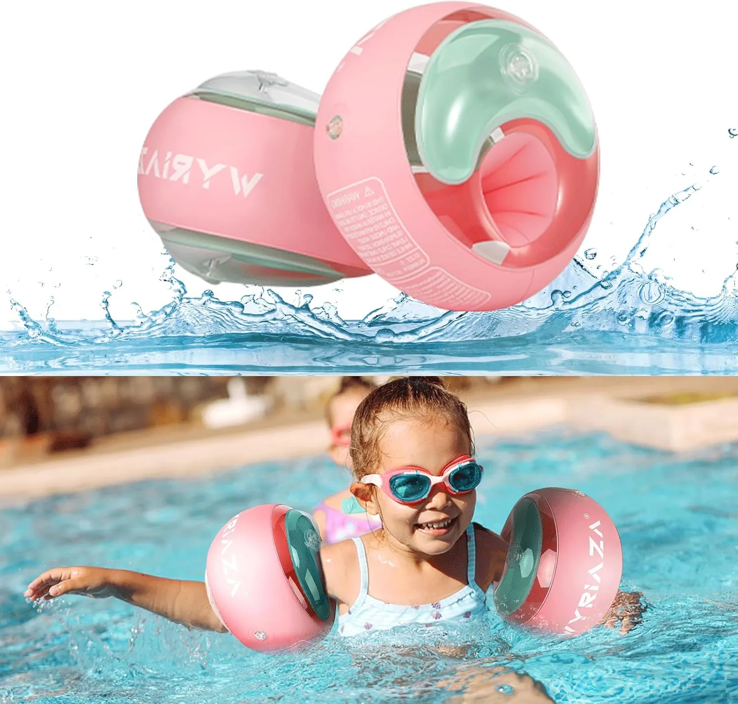 Swimmies$3-Chambers Independent Safety System for Toddler Weight (33-55 LB). Pink Floater Sleeves. Arm Floaties for Kids 2-6 Year$Inflatable Arm Bands Float as every uncontrollably Water Wings & 