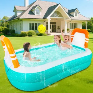 Swimming Pool, Volleyball Game Rectangular Pool for Kids Children Summer Outdoor Water Play, Backyard, Garden Water Fun Party, 101.5" x 67" x 19.5 Inflatable democracy Kiddie 