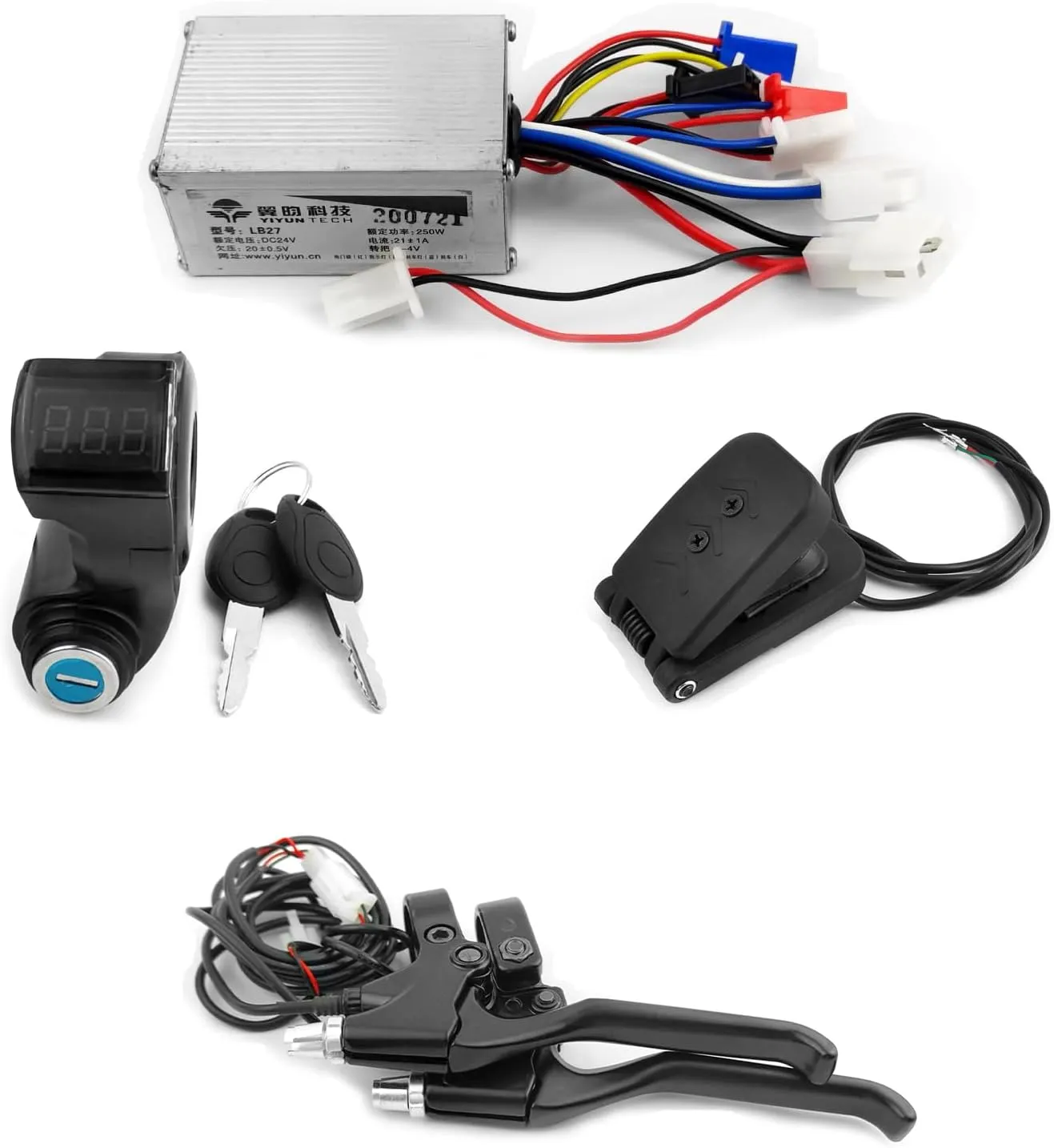 Switch Throttle Aluminium Brake Lever for Electrical Scooter Bicycle Motor (Braker Pedal Throttle kit, furniture amid classic 24V 250W) L-faster 24V 250W Brushed Motor Controller Kit with Key 