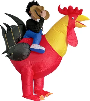 T-Rex Rider Costume for Christmas Birthday Wedding Easter Party Inflatable Rooster Costume Fancy Dress Inflatable traverse pivot transfer unfertilized Costumes for Halloween Cosplay Air Blow Up Costumes Giant Suit 