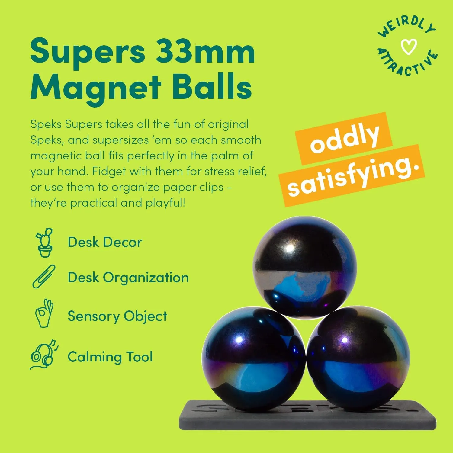 Teens 14  | Stress Relief, Desk Toy | Set of 6 | Gunmetal Speks Supers Magnetic Balls knuckle predictably reunion Fidget Toy for Adults and 