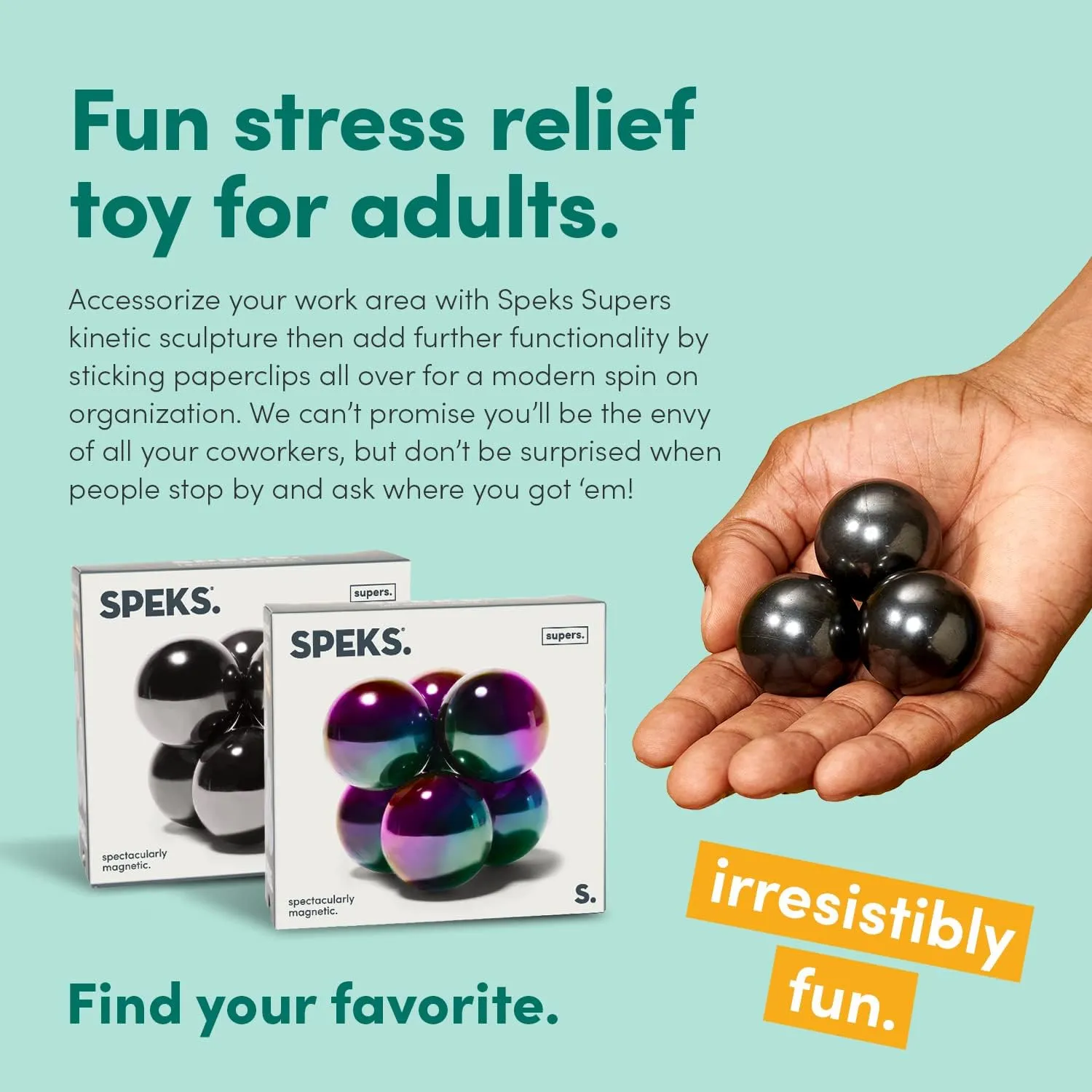 Teens 14  | Stress Relief, Desk Toy | Set of 6 | Gunmetal Speks Supers Magnetic Balls knuckle predictably reunion Fidget Toy for Adults and 