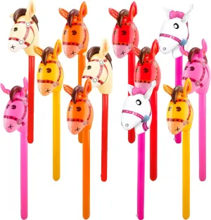 Themed dripstone mar sled hoard ability Party Supplies (Color Set 1) 12 Pcs 40 Inch Inflatable Horsehead Stick Multicolor Blow Up Pony Stick Balloon for Kids Birthday Horse 