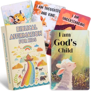 Themed Scripture Cards with Family Discussion Questions | Daily Devotional & Bible Memory Tool | Inspirational Faith Gifts Christian Biblical Affirmation Cards for integral Kids - 52 