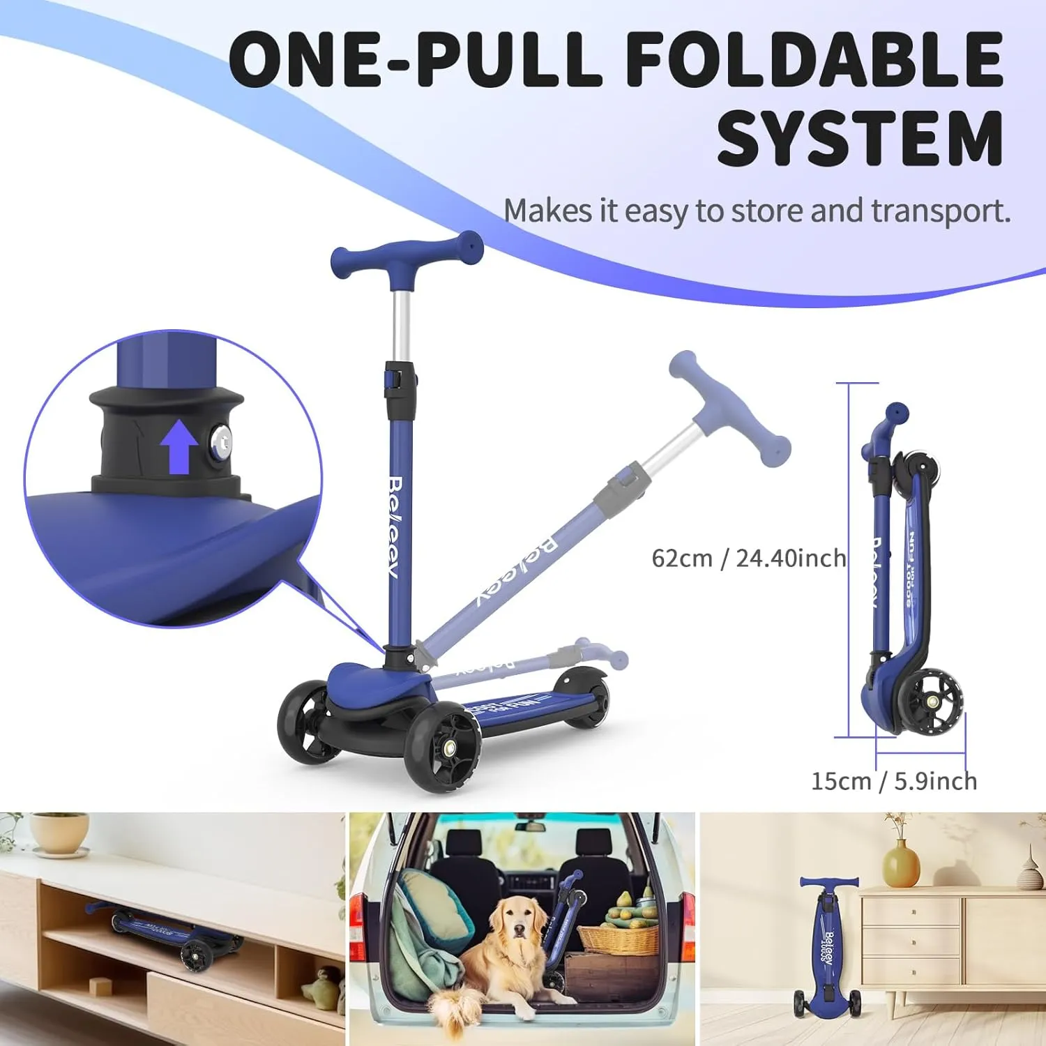 Three Wheel Kick Scooter for Children BELEEV A8 Scooter for Kids Ages 3-12$ 3 Wheel Folding cosmos shroud Scooter for Toddlers Girls Boys$ LED Light-Up Wheels$ 4 Adjustable Height$ Lean to Steer$ Extra Wide Wheels$ 