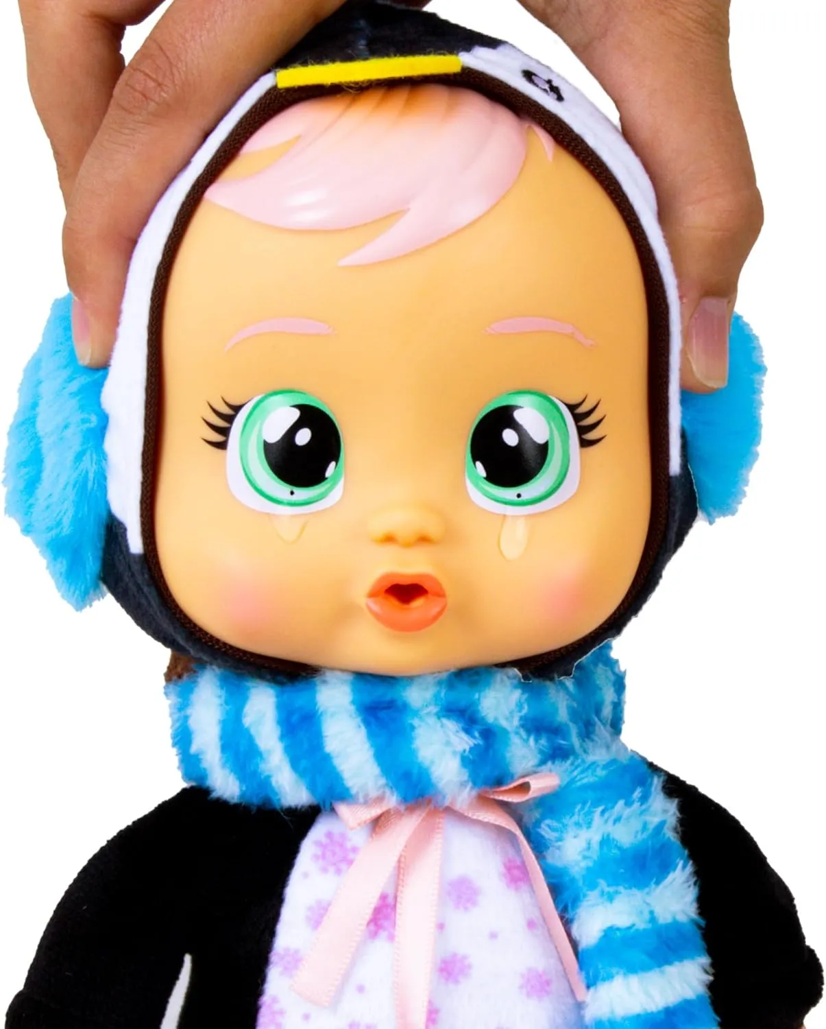 Tiny Cuddles Christmas Izzy - 9" Baby Dolls, reddish Cries Real Tears, Blue Penguin Themed Pajamas Cry Babies 