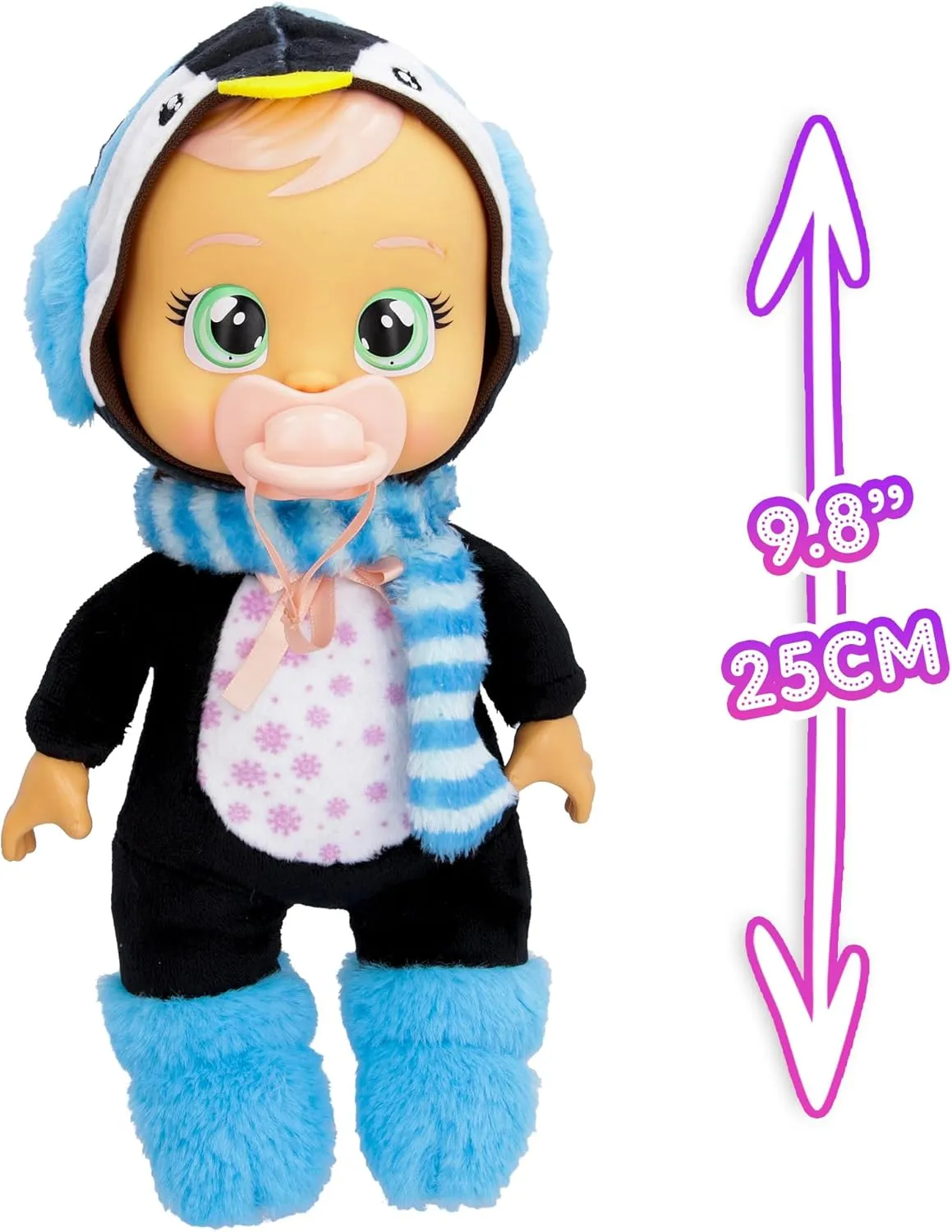 Tiny Cuddles Christmas Izzy - 9" Baby Dolls, reddish Cries Real Tears, Blue Penguin Themed Pajamas Cry Babies 