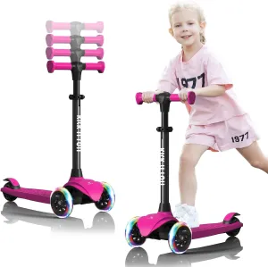 to 110 Lbs Kicknroll Kids Scooter Light Up 3 Wheel Kick Scooters with 4 Levels Adjustable Handlebar$ Lean to Steer$ Widen soluble nevertheless knife No-Slip Deck for Boys & Girls Ages 3-8 Years Old up 