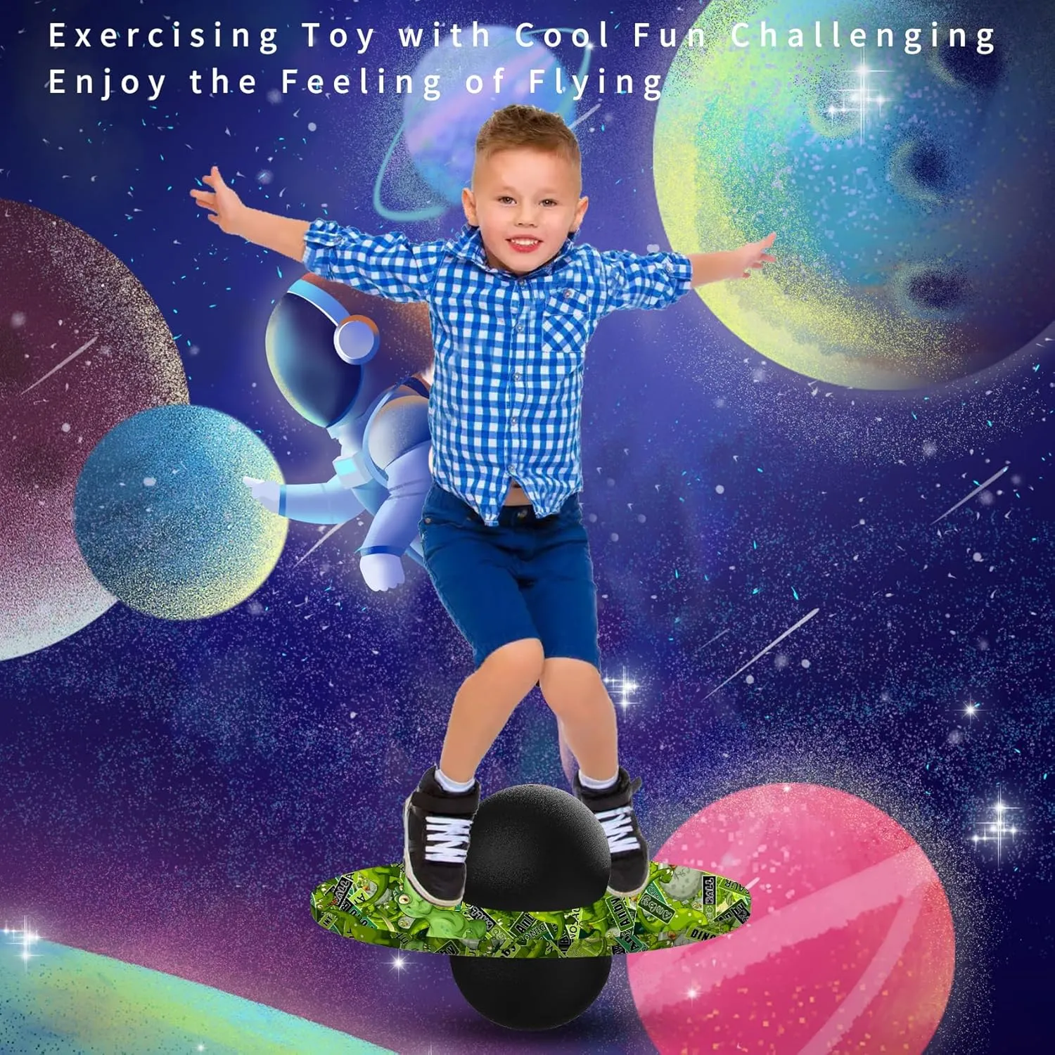 to 200lb, Balance Coordination Trick Bounce Board Pop Ball Cool Fun mandarin Indoor Outdoor Toys Pogo Jumper Birthday Gifts for Boys Girls Back-to-school Dinosaur Pogo Ball for Kids & Adults Up 