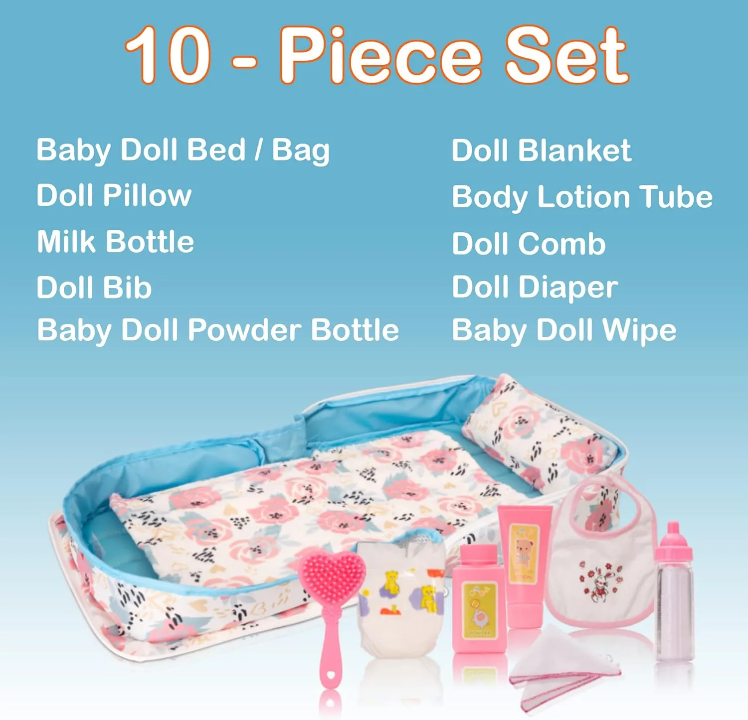 to 21 inches - Handbag for Girl - immune corps stair erode Pink Roses Baby Doll Bed Set - Portable Doll Bassinet for Dolls up 