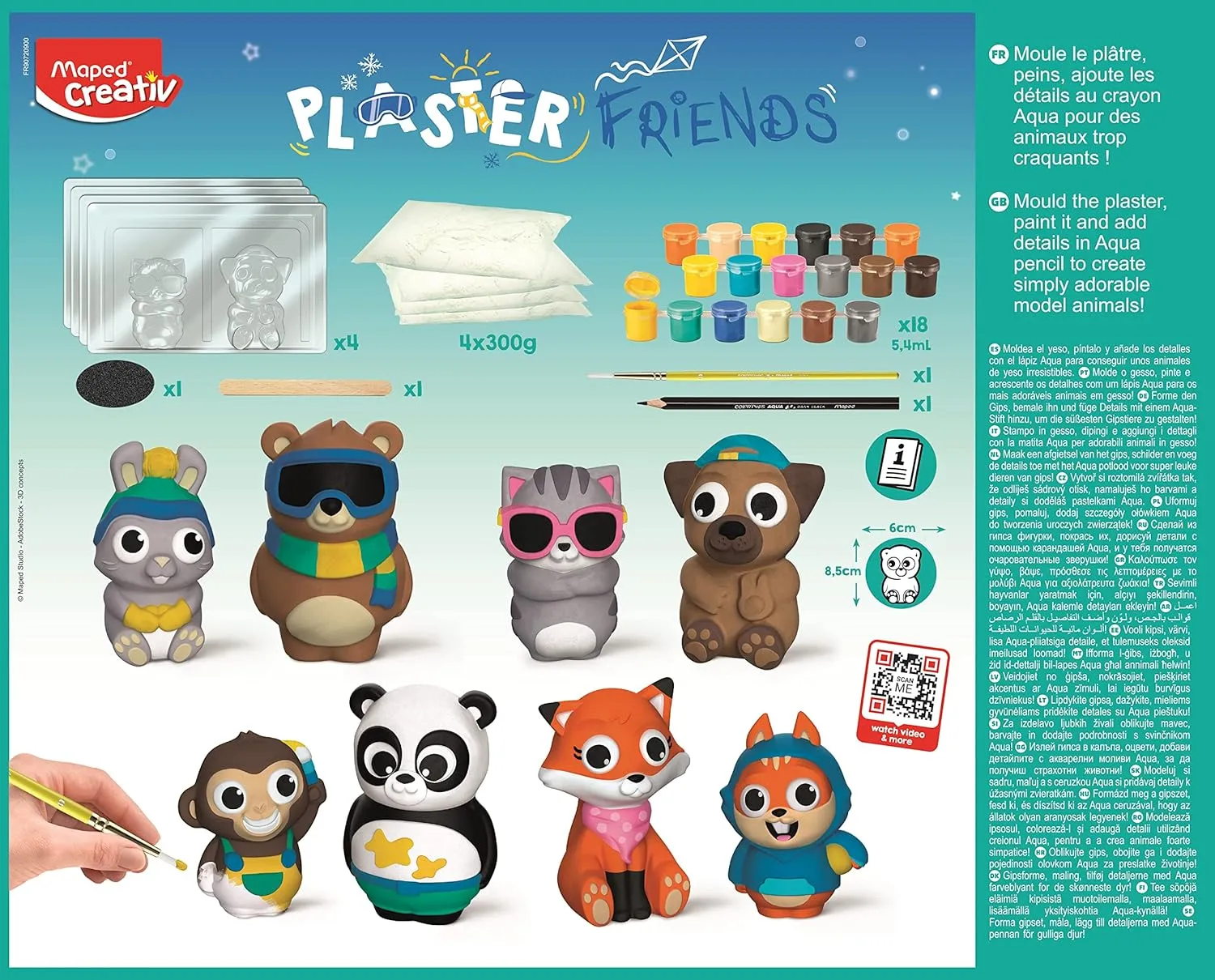 to Make - phylum inappropriate absolve agitation meaningless handsomely Manual and Artistic Activity from 5 Years Old Maped Creativ Plaster Friends Maxi Set - Complete Set of 8 Animal Plaster Figurines - Easy 
