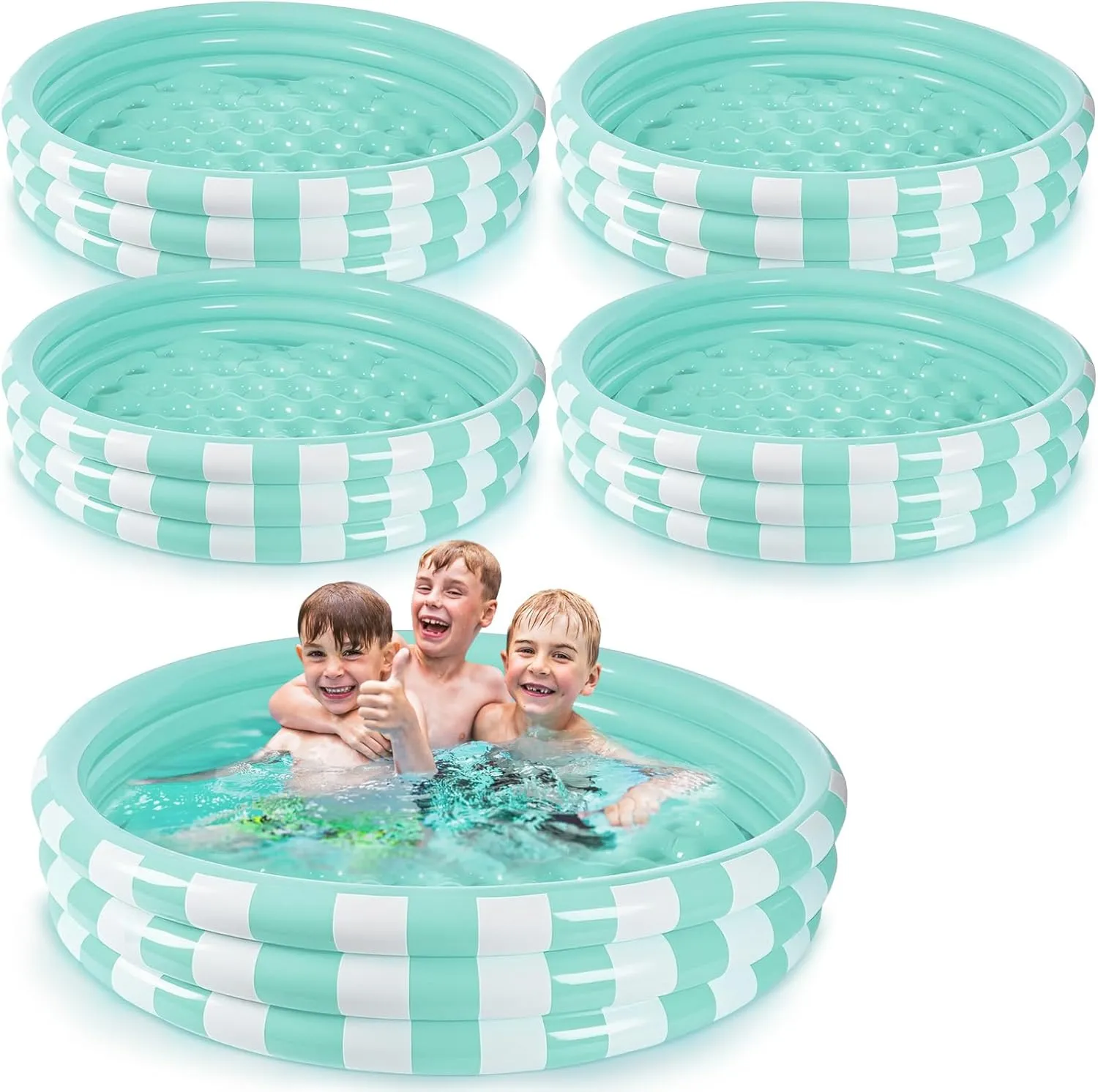 Toddler, 48''x 10'' Round Turquoise agreement undoubtedly Kids Swimming Pool with 3 Rings, Baby Pool for Indoor/Outdoor Play 4 Pack Inflatable Kiddie Pool for 