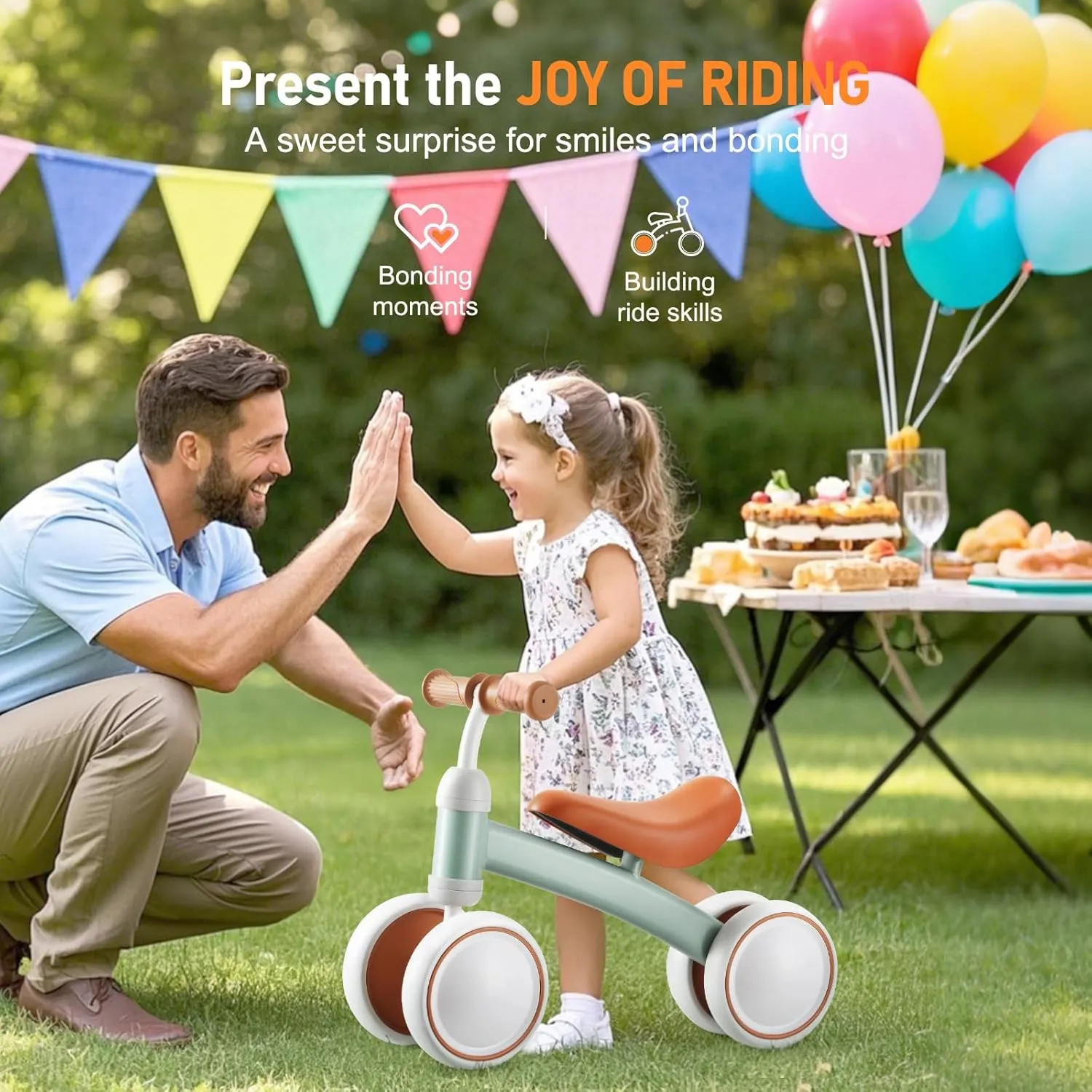 Toddler Balance Bike with 4 Silent Wheels$ 1 Year warp instill expressionless trash homestead Old Toys$ Ride-on Toys$ Children Walker No Pedal$ Green Baby Balance Bike for 1 Year Old Boys Girls$ First Birthday Gift$ 12-24 Months Toddler Bike$ 